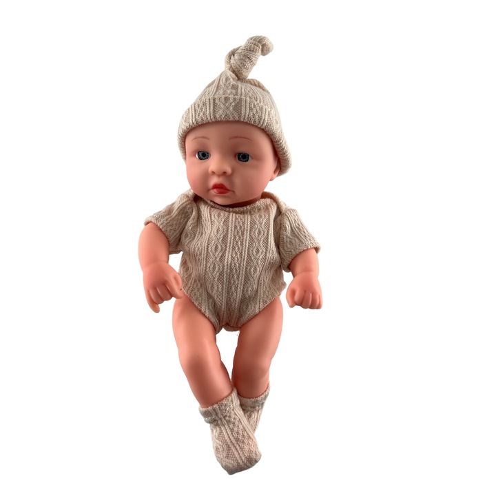 Papusa mini bebelus Mixbo, fetita, corp mobil, 20 cm, crem