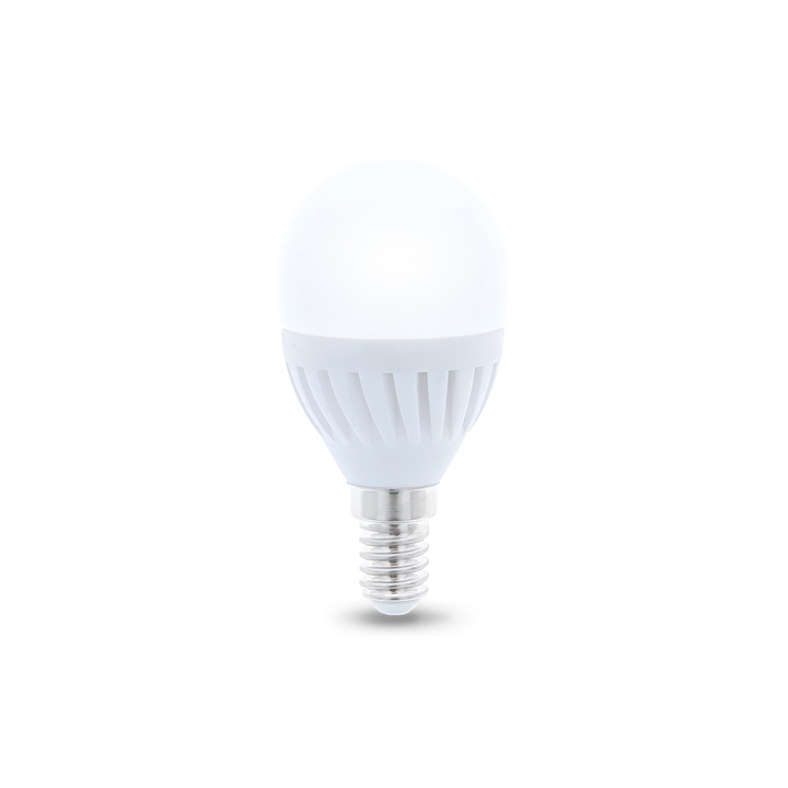 LED керамична крушка E14 G45 10W 230V 4500K 900lm, неутрална бяла светлина, Бял