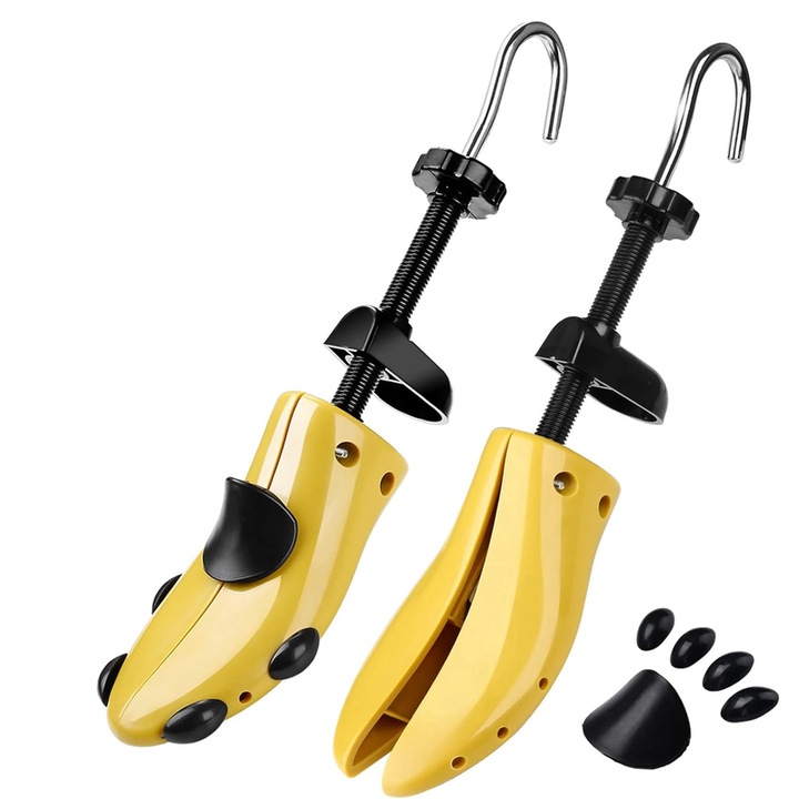 Set 2 sanuri incaltaminte, ajustabile, ABS, pentru 35-41EU-Galben