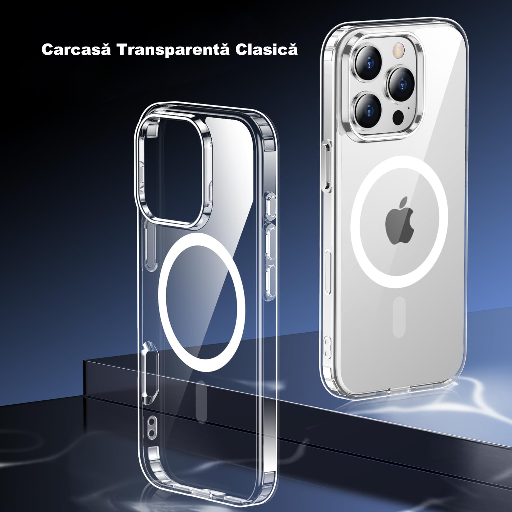 Husa de Protectie MagSafe, MOGU, Compatibil iPhone 16 pro max, impermeabila, rezistenta la zgarieturi, airbag anti-cadere, absorbtie de soc anti-coliziune pe patru fete, din material PC+TPU pentru rezistenta la ingalbenire, grosime 1,5mm, transparenta