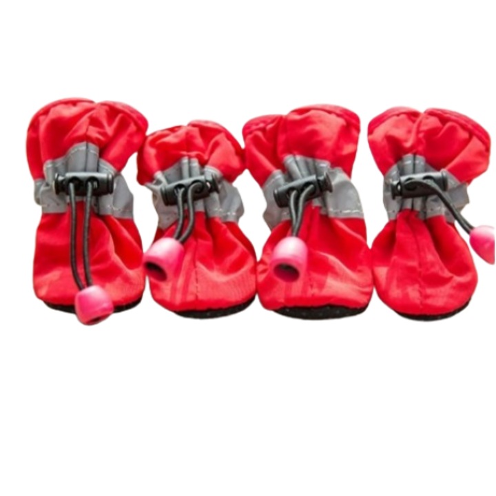 JENUOS® 4 db Protector Walker Care zsákmányt tartalmazó készlet, kutyáknak, vízálló és csúszásmentes, újrafelhasználható és könnyen felvehető, 4x3 cm, piros