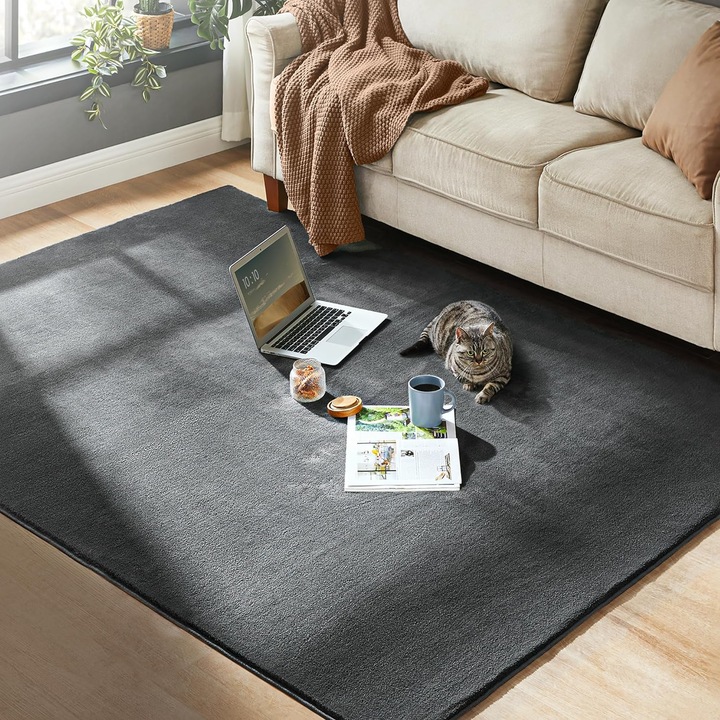 Covor decorativ antiderapant SONGMICS, lavabil la masina, 160×230 cm, gri carbune