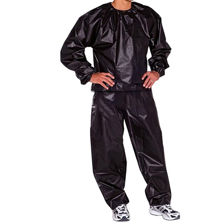Costum de sauna, PVC, impermeabil, negru, unisex
