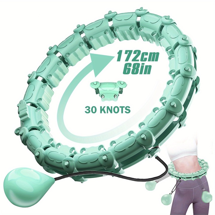 Smart Hula Hoop súllyal, Mmgoqqt, menta zöld, 30 csomós, állítható