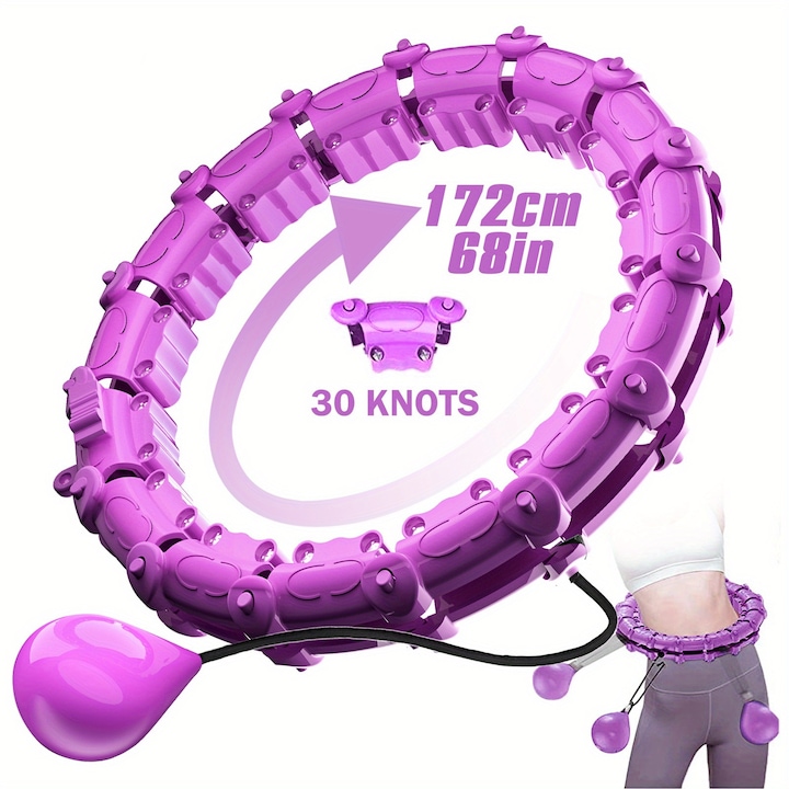 Smart Hula Hoop súllyal, Mmgoqqt, lila, 30 csomós, állítható