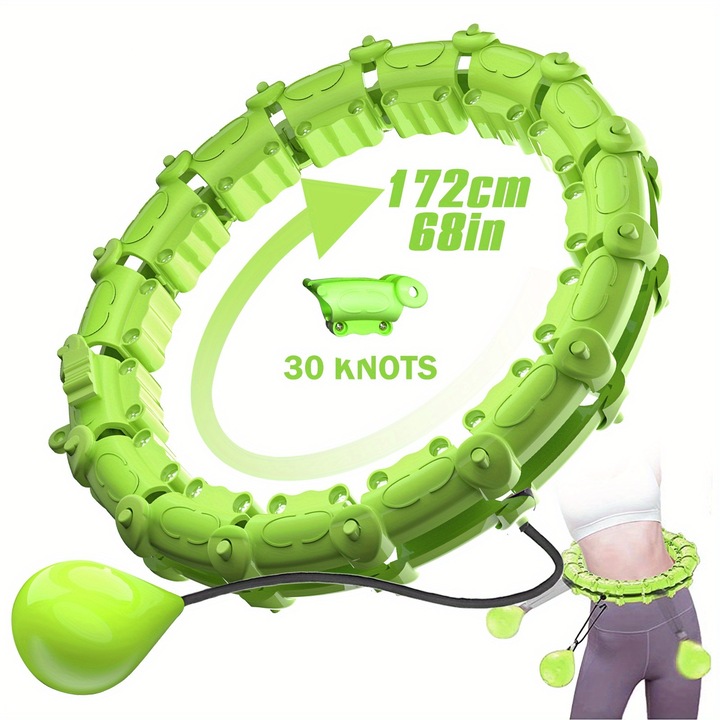 Smart Hula Hoop súllyal, Mmgoqqt, zöld, 30 csomós, állítható