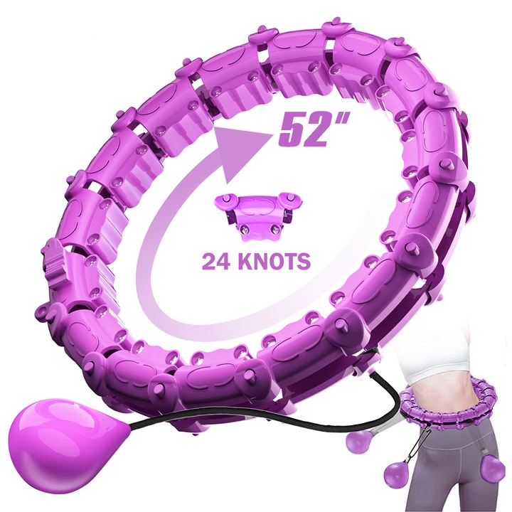 Smart Hula Hoop súllyal, Mmgoqqt, lila, 24 csomós, állítható