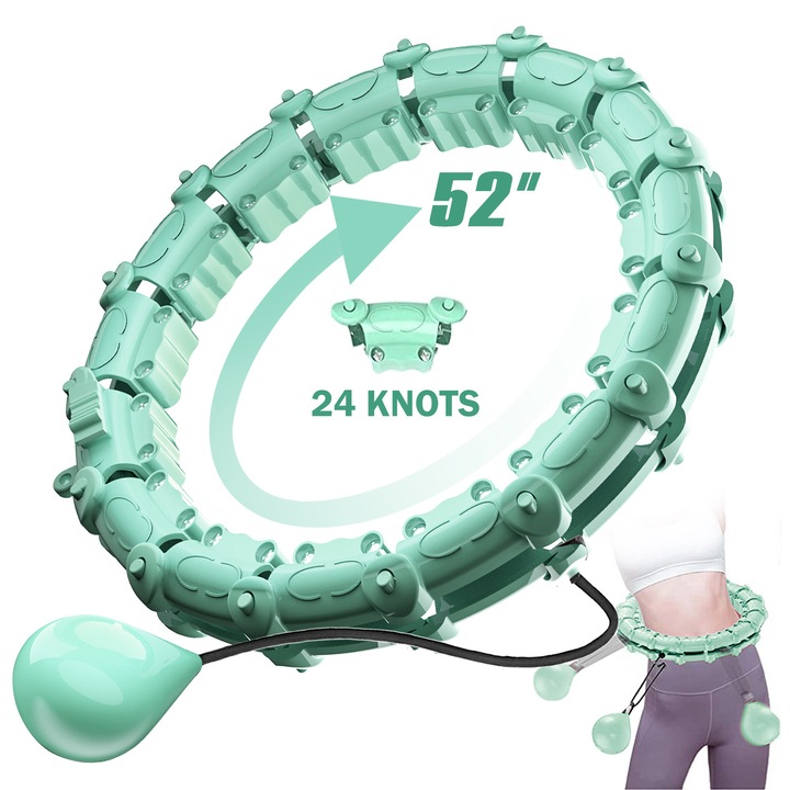 Smart Hula Hoop súllyal, Mmgoqqt, menta zöld, 24 csomós, állítható