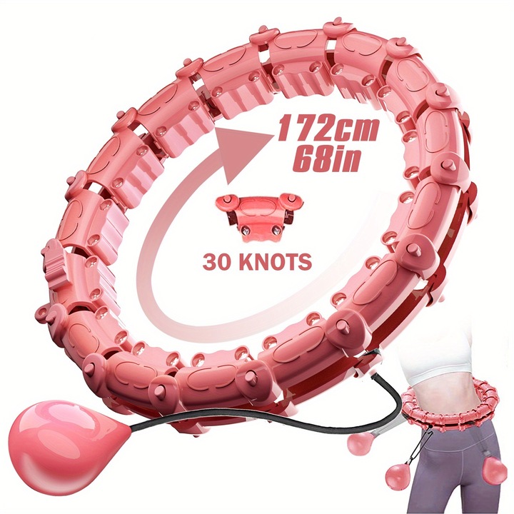 Smart Hula Hoop súllyal, Mmgoqqt, rózsaszín, 30 csomós, állítható