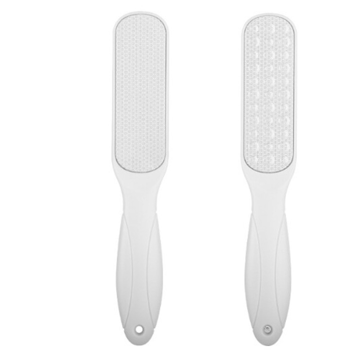 Set 2 Razatoare pentru calcaie din Otel Inoxidabil, QHYKKYJ, Textura Dubla, Alb