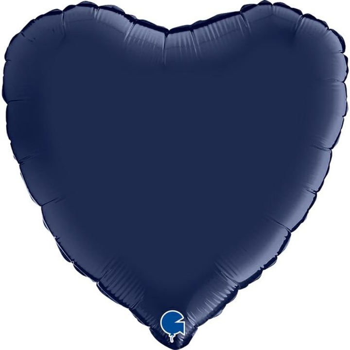 Balon folie inima, 46 cm, Satin Blue Navy, ambalat