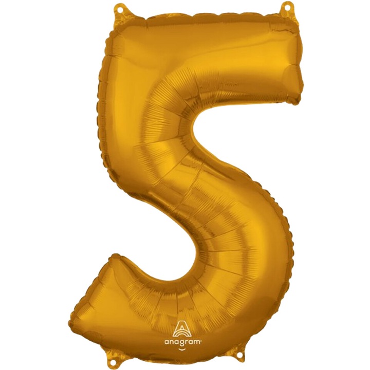 Фолиев балон, номер 5, 66 см, златен, анаграма