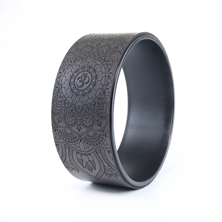 Jógakerék Jógakerék PU ívelt háttámla Dharma kerék Pilates gyűrű Fitness eszköz Jóga segédkerék Jóga fekete belső kör fekete