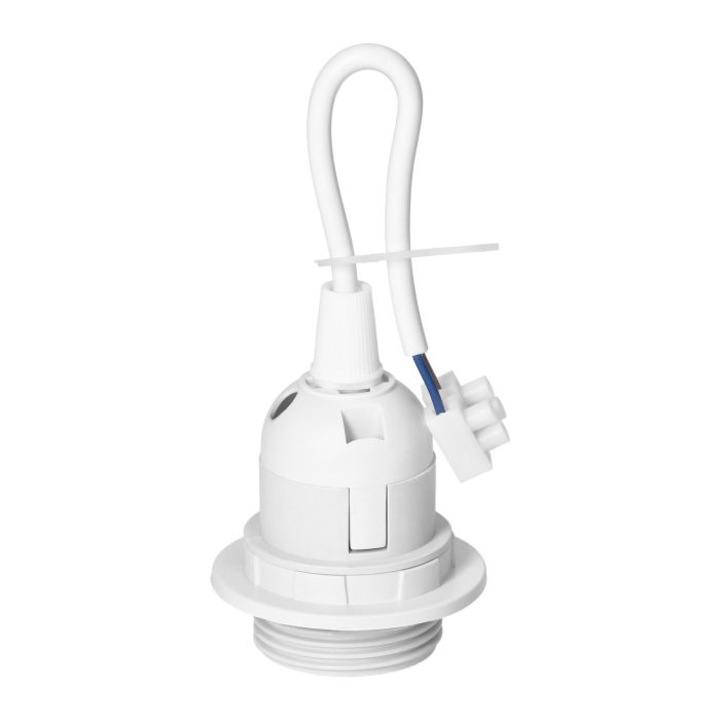 Dulie bec E27 Virone LH/E27-27/W/PZ, cu flansa, cablu si bloc terminal, alba