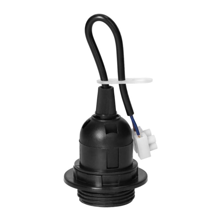 Dulie bec E27 Virone LH/E27-27/B/PZ, cu flansa, cablu si bloc terminal, neagra