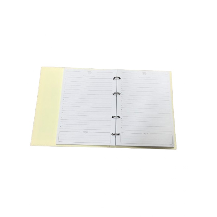 Agenda caiet mecanic, cu 90 file A5, nedadate. Coperta din hartie speciala, cu striatii, galbuie