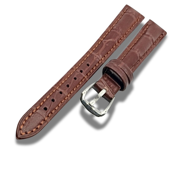 Curea de Ceas Piele Culoare Maro Inchis 12 mm cu Imprimeu Crocodil