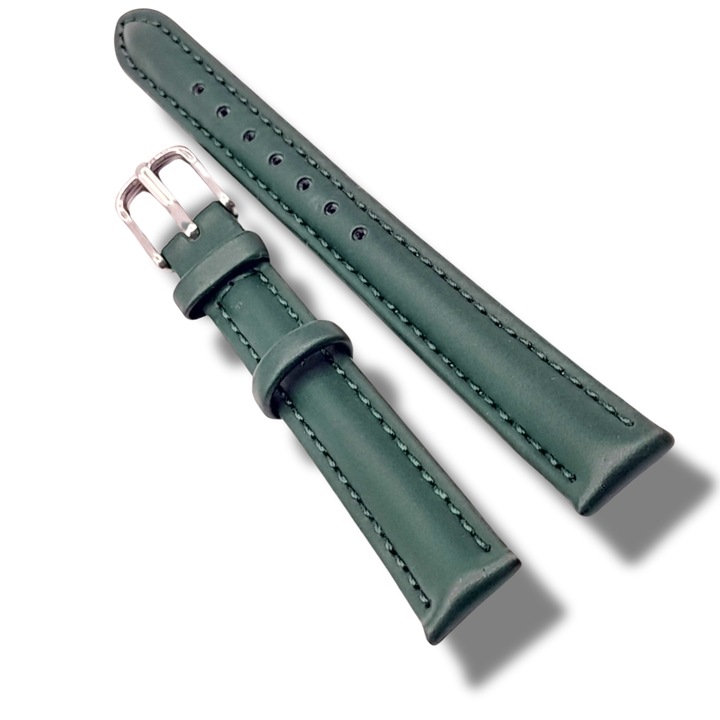 Curea de Ceas Piele Verde Latime mm Catarama Clasica Argintie