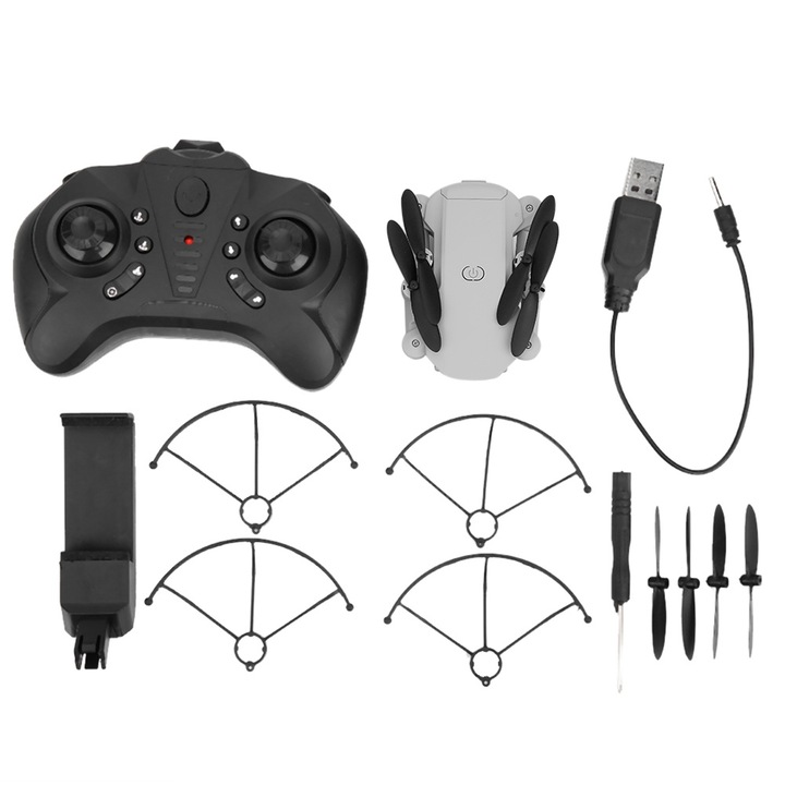 Drona pliabila Enforose, camera HD, mod fara cap, functie de returnare automata, neagra, dimensiuni 10x5x12cm