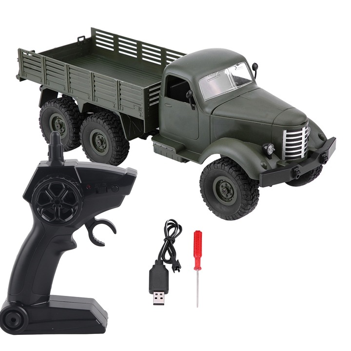 RC военен камион 1/160, Mmgoqqt, 6 колела, зелен, размери 30x15x10cm