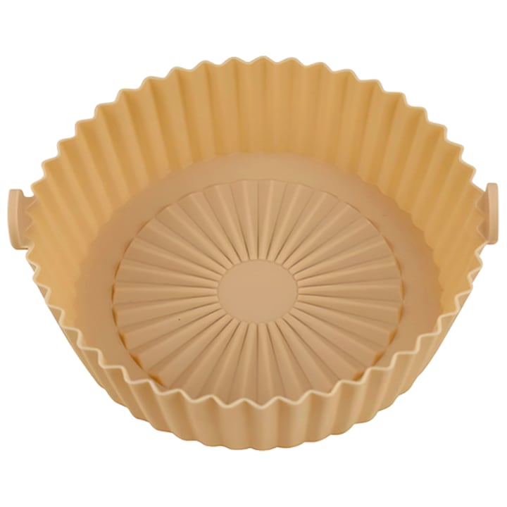 Tava de Copt Rotunda Teno®, pentru friteuza/cuptor/microunde, antiaderenta, rezistenta la temperaturi inalte, 21 x 17 cm, bej