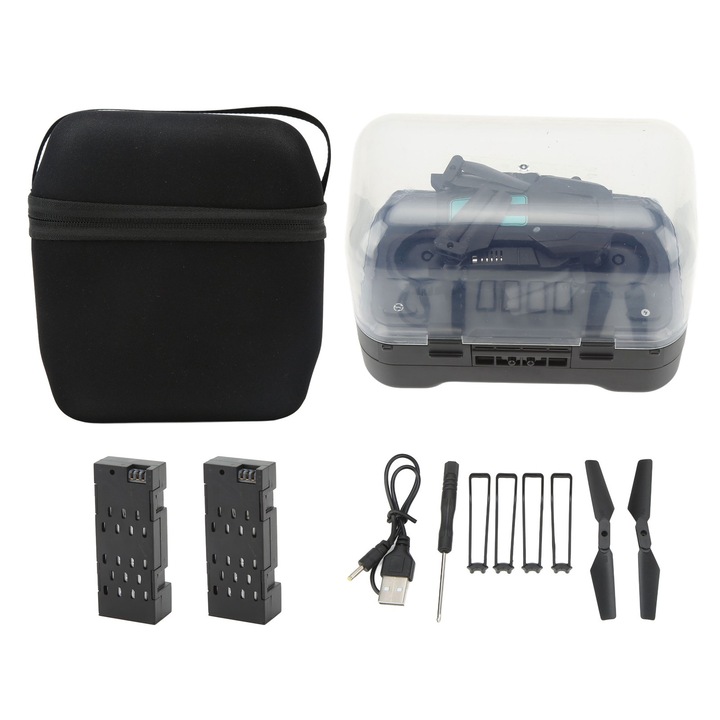 XT3 drón, 4K, fekete, kihajtva méretei 14x10,5x4,5cm, repülési idő 10 perc