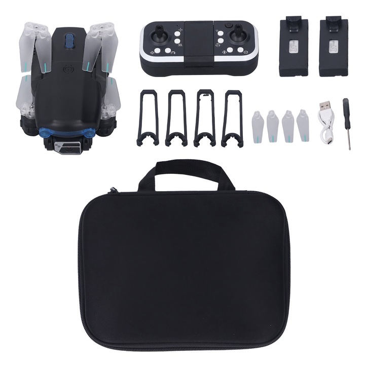 RC drón dupla kamerával, longziminggel, 72 féle lámpával, 7V 1800mAh akkumulátorral, alkalmazásvezérléssel, 3 db-os elemkészlettel