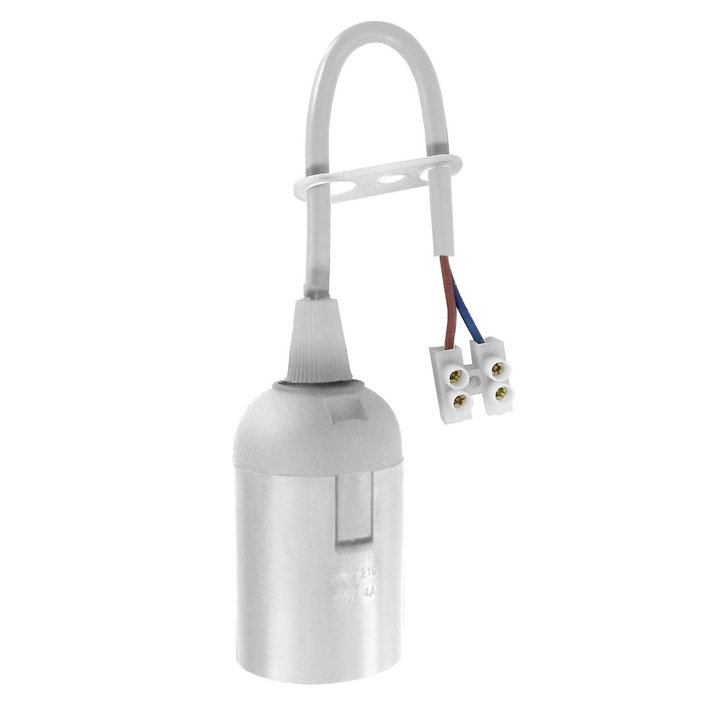 Dulie bec E27 Virone LH/E27-20/W/PZ, cu cablu si bloc terminal, alba