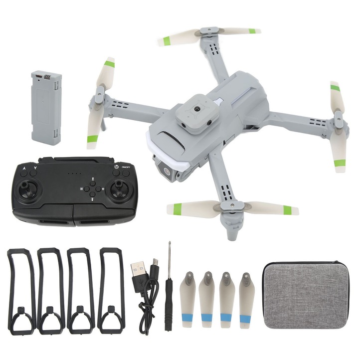 XT5 drón, 4K, dupla kamera, WiFi funkció, szürke, 19x17x6,5cm
