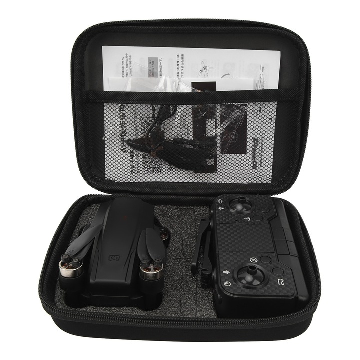 Összecsukható drón dupla kamerával, Longziming, stabil repülés, egyszerű irányítás, fekete