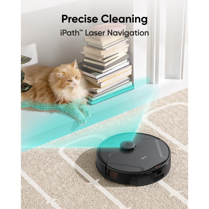 Прахосмукачка робот eufy от Anker, RoboVac X8 Pro, 8000 Pa, iPath Laser Navigation, Wi-Fi, AI.Map 2.0, Twin-Turbine Technology, Черен