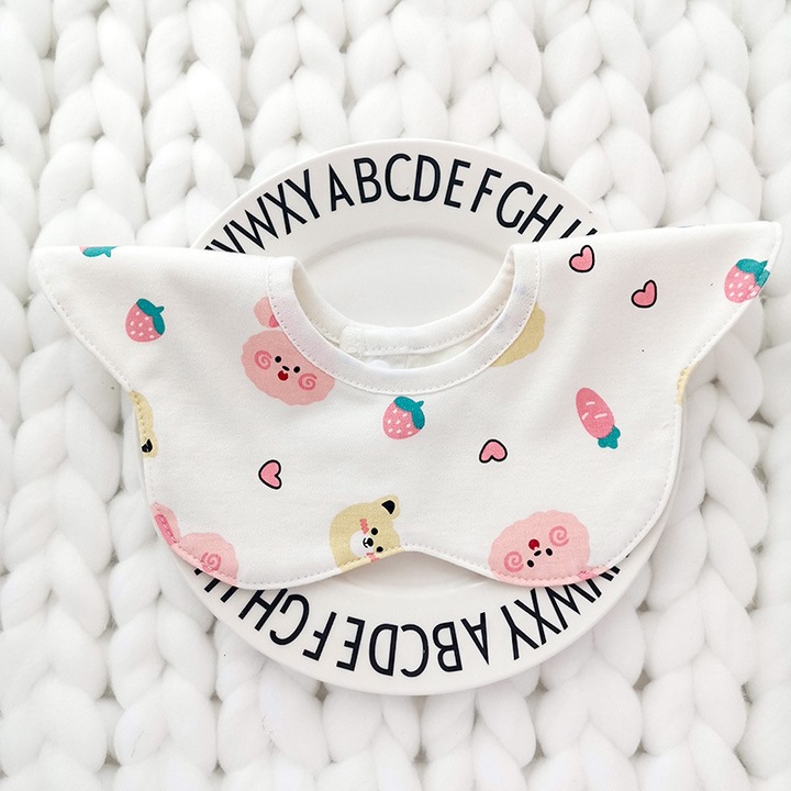 Jormftte pamut előke babáknak, uniszex, mackó/nyuszi mintával