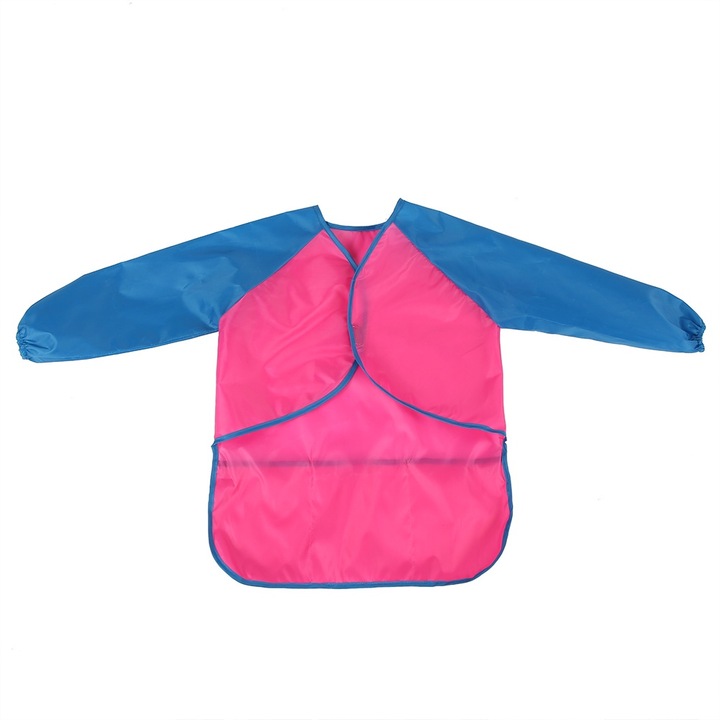 Jormftte vízálló hosszú ujjú előke, rózsaszín és kék, gyerekeknek, festéshez és étkezéshez