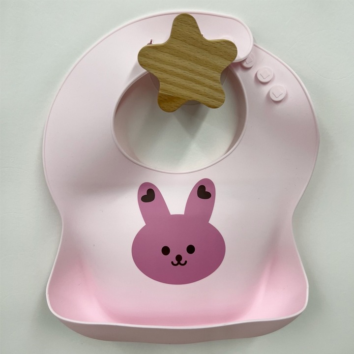 Babaelőke, Jormftte, puha szilikon, vízálló, rózsaszín, étkezési zsebbel