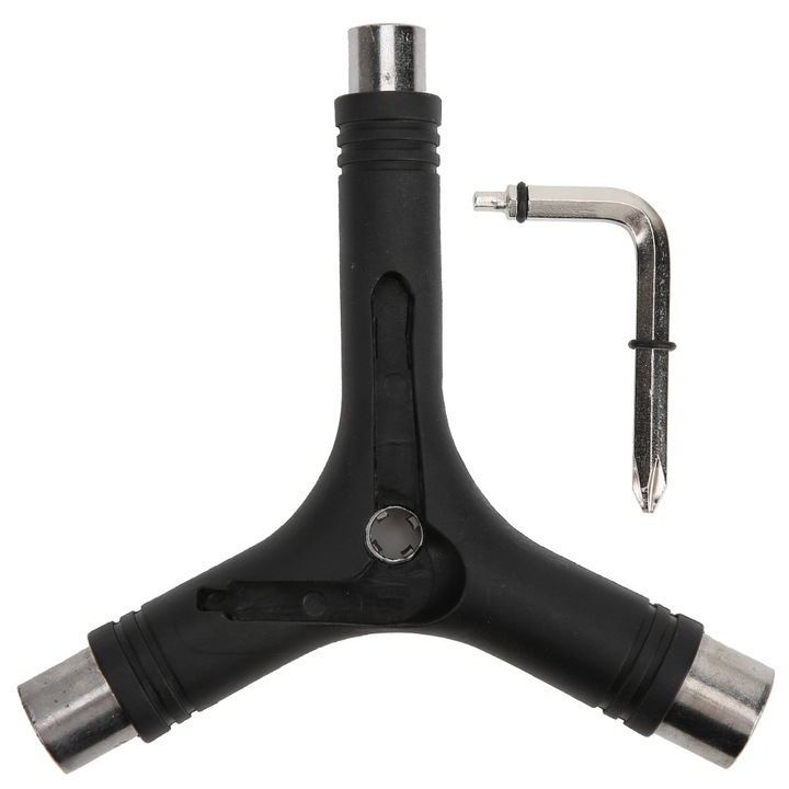 Портативен мултифункционален ключ Jormftte за скейтборд, пълен комплект, черен, малък размер