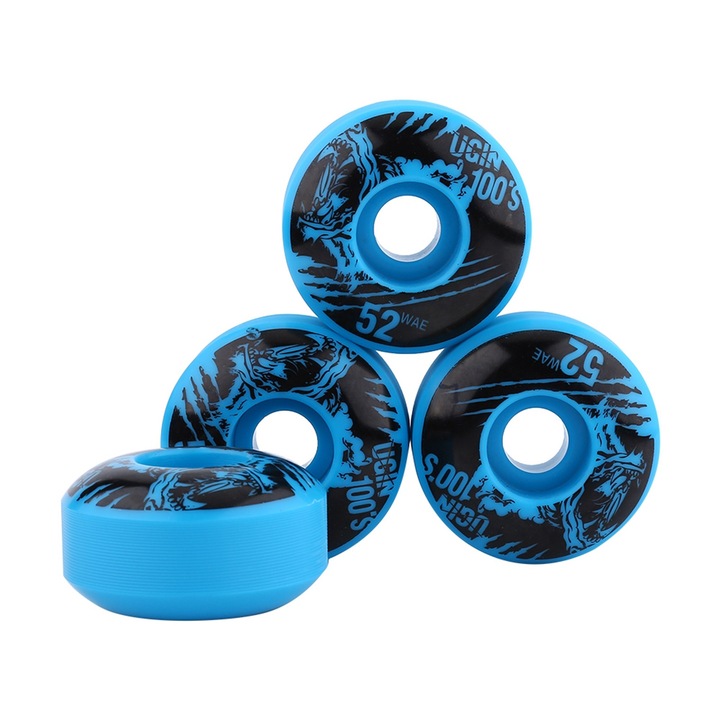 Gördeszka kerekek 52mm, Mmgoqqt, 4 db-os készlet, tartós PU, kék