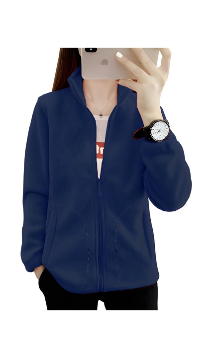 Women's tracksuits,Arina,Full zip cardigan,Simple and stylish, Albastru