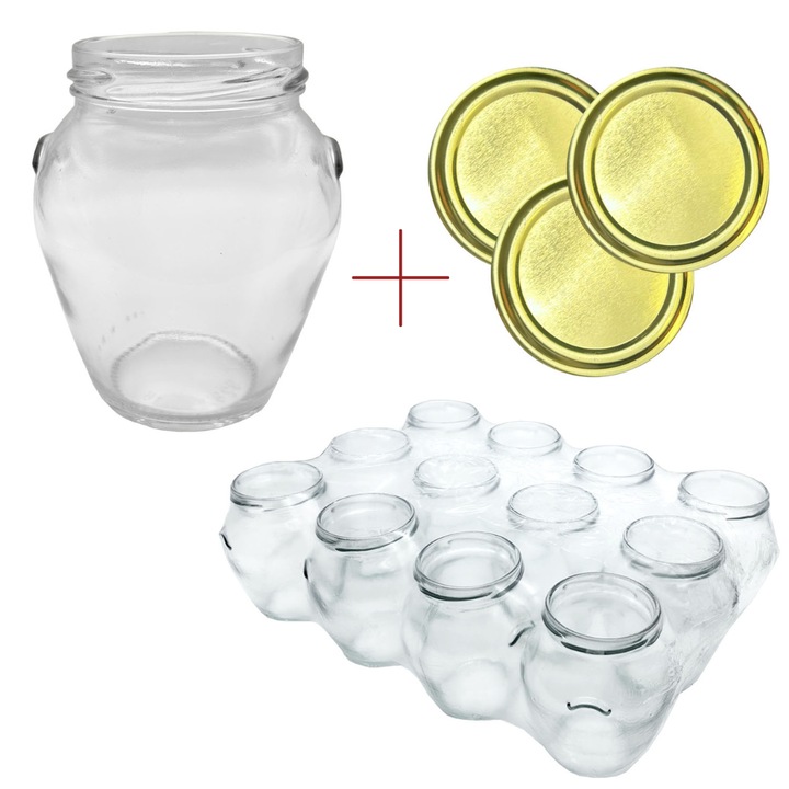 Befőttesüveg készlet 314 ml, Csavaros tégely kupakkal, Danros, 12 db