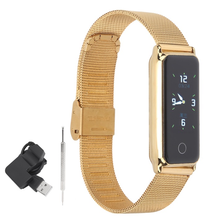 Bratara fitness, Jormftte, TPU, monitorizare sanatate, apeluri Bluetooth, negru