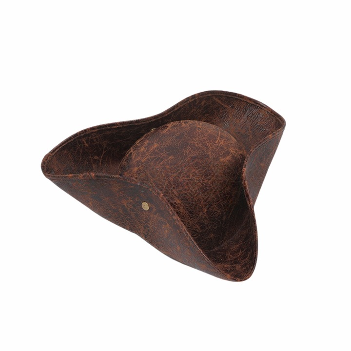 Palarie, Korbi, 2In1, Material Imitatie De Piele De Inalta Calitate, Trei Inchizatori Pentru A Schimba Forma, Versatil - Poate Fi Purtata Ca O Palarie Clasica Sau Pliata Intr-O Palarie De Pirat Triunghiulara, 23 x 33 cm, Maro