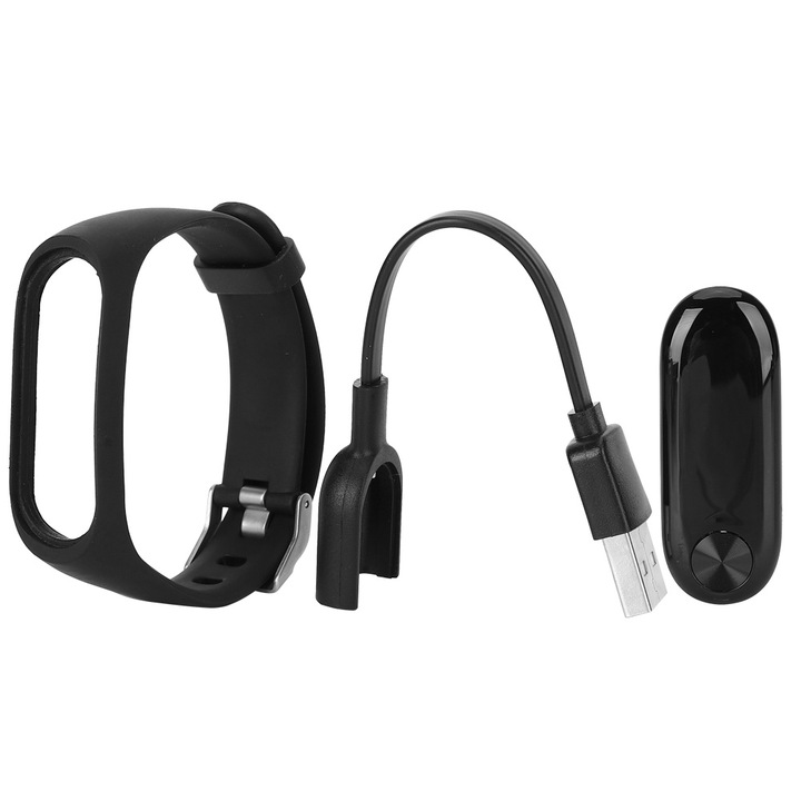 Bratara fitness Jormftte 2 in 1 cu casti Bluetooth, monitor sportiv, negru, marime universala