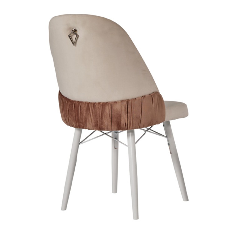 Scaun Babyface Milano Crem - Maro, un bucat, living, bucatarie, tapiterie din stofa catifea, lemn, picioare albe, 98 cm x 50 cm x 45 cm - Desire Furniture