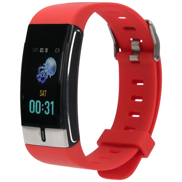 Смарт гривна Jormftte, Наблюдение на температурата, Цветен екран 0,8 инча, Водоустойчива IP68, Червена