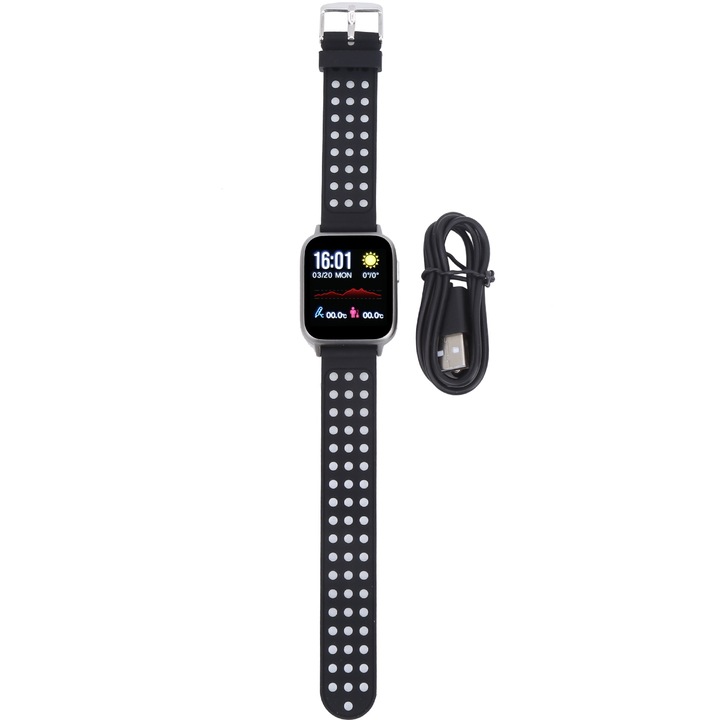 Bratara fitness Jormftte, monitorizare ritm cardiac si tensiune arteriala, waterproof, 0.96in, albastra