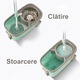 Mop rotativ cu galeata, Set curatenie cu 1 rezerva microfibra, Coada telescopica, Mop rotativ 360°, Centrifuga inox, Maner si roti pentru transport, Tinklu, Verde
