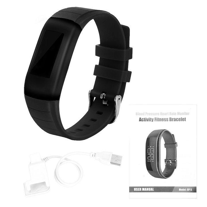 Bratara fitness Jormftte, multifunctionala, monitor ritm cardiac si somn, impermeabila IP67, TPU, ajustabila