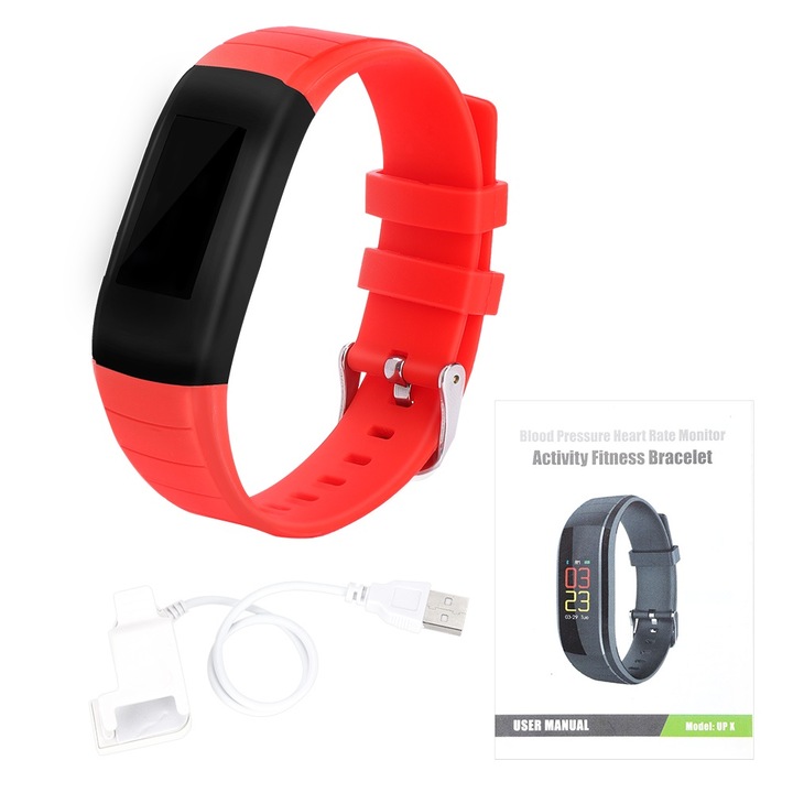 Bratara fitness Jormftte, monitorizare ritm cardiac, impermeabila, senzor incorporat, albastra, dimensiune standard