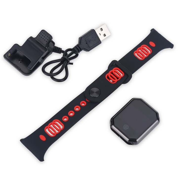 Водоустойчив монитор за сън, фитнес тракер, смарт гривна (червена)