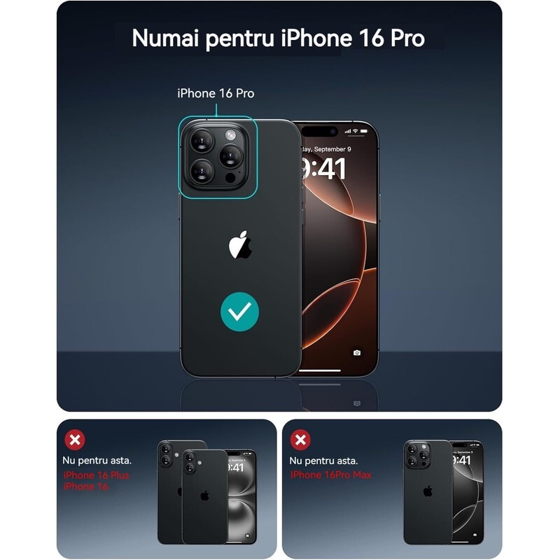 Husa de protectie, YSBER, Compatibila iPhone 16 Pro Husa telefon, MagSafe, protectie anti-soc, TPU, Negru