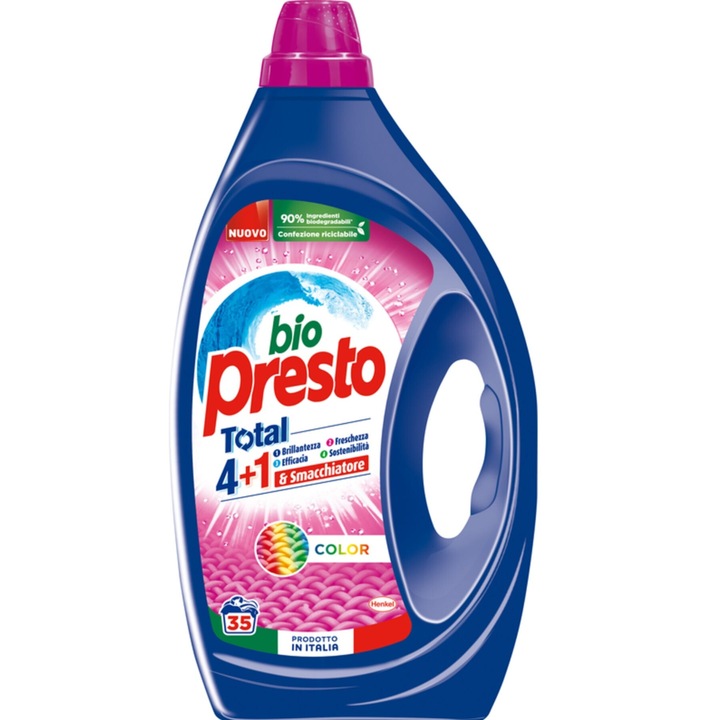 Bio Presto folyékony mosószer, színes ruhákhoz, 35 mosás, 1575 ml
